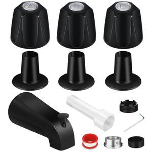 lot 10056 image: Coolfell Tub Shower Trim Kit, Matte Black Shower Knob 3 Piece and Bath Tub Spout, for PricePfister Verve and 3 Handle Tub Shower Faucet, Bathtub Spout for 12 Copper, 12 and 34 Male Thread