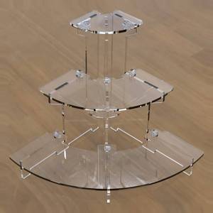 lot 10496 image: ACOMPATIBLE Acrylic Riser Display Shelf for Amiibo Funko POP Figures,3 Tier Cupcake Stand Desserts Holder,Perfume & Cologne Organizer(Big Quarter Circle)