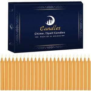 lot 10497 image: 24 Pack Golden Spell Chime Candles �� Premium Mini Unscented Taper Candles for Rituals, Prayer, Meditation, Altar, Spells �� 4 Tall �� Ideal for Witches & Spiritual Practices