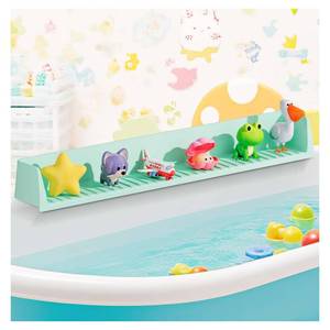 lot 11027 image: snuggery Bathtub Splash Guard for Kids - 31.4 Inch Extra Wide Bath Splash Barrier with 11 Strong Suction Cups, Flexible Silicone Tub Ledge Organizer to Keep Bathroom Floor Dry(Green)