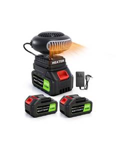 lot 11052 image: GSQQTE Battery Operated Heater Cordless, Portable Heater Car Window Defroster with Two 3000mAh Rechargeable Battery Powered Heaters with Anti Tilt Design for CarsCampingIndoors(60 Minutes Life)