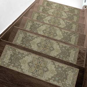 lot 11058 image: Non Slip Stair Treads for Wooden Steps 15PCS - 8x30 Indoor Safety Carpet, Edging Mats with TPE Adhesive Backing, Pet and Elderly Friendly Stair Rugs (Sage)
