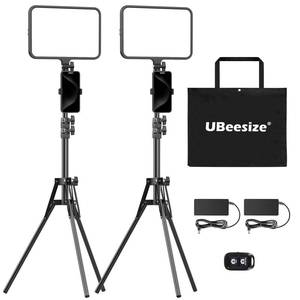 lot 11059 image: UBeesize 2 Pack LED Video Light Kit, Photography Lighting, 13 Studio Lights with 65 Tripod Stand and Phone Holders, Podcast Lighting for Video Recording,Tiktok,YouTube