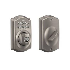 lot 11068 image: Schlage BE365 V CAM 619 Camelot Keypad Deadbolt, Electronic Keyless Entry Lock, Satin Nickel