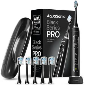 lot 11071 image: Aquasonic Black Series PRO �� Ultra-Whitening Electric Toothbrush �� 5 Modes & Smart Timers �� Premium Travel Case & 6 Proflex Brush Heads �� ADA Accepted Toothbrush