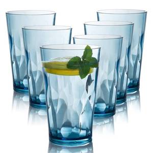lot 11074 image: JGIRL Unbreakable Plastic Drinking Glasses Set of 6 Shatterproof Tumblers, Reusable Glass Cups, Dishwasher Safe (16 Ounces)