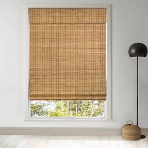 lot 11080 image: LazBlinds Cordless Bamboo Roman Shades, Privacy Blinds for Interior Windows, Room Darkening Roll Up Bamboo Blinds for Home & Patio, 35.5 W x 64 H, Highfield Teak
