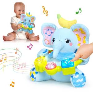 lot 11960 image: Ryotagift Baby Bilingual Musical Elephant Stuffed Animals Toys,Infant Early Learning Toy with Light-Up Music & Crinkle,Tummy Time Toys for 0 3 6 9 12 Months for Baby Boy Girl Gift,Blue