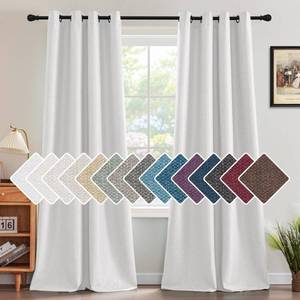 lot 11967 image: H.VERSAILTEX Linen Blackout Curtain 84 Inches Long for BedroomLiving Room Thermal Insulated Grommet Linen Curtain Drapes Primitive Textured Burlap Effect Window Drapes 1 Panel - Heather Pure White