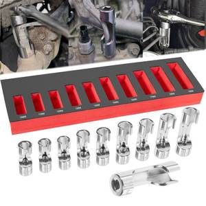 lot 11972 image: 12030 Flare Nut Socket Set, 10pc, 10-19 mm 38 Drive Diesel Injector Fuel Line Socket Wrench Set for Fastener on Wired Temperature Sensors, Thermo Switches, ABS Tube, Master Cylinder, Coolant, etc