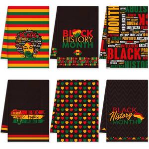 lot 11974 image: Zubebe 6 Pcs Black History Month Decoration Black History Month Kitchen Dish Towels 18 x 28 Inch Decorative Hand Towel for Kitchen Bathroom Home Gifts