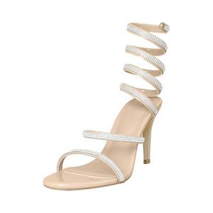 lot 11975 image: Baffoloo Womenss Rhinestone Sparkly Heels for Women-Ankle Wrap Up Strappy Prom Party Banquet Evening Gowns Sandals Nude US10