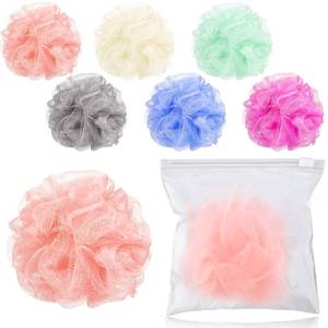 lot 11979 image: Funnymoom 6 Pcs Travel Size Loofah Individually Wrapped, Small Shower Puff Bath Sponge Pouf Ball Bulk Mesh Bath Puff Mini Loofah Sponge with Case Bulk for Shower Care (25g,Pastel) (Missing One)