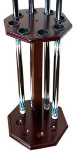 lot 11980 image: GACCO BILLIARDS Freestanding Billiard Cue Rack, Pool Table Accessories Hold 8 Cues, Pool Cue Stick Holder, Wooden Floor Stand Pool Cue Holder for Billiard Game Room (Mahogany)