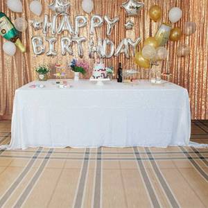 lot 11981 image: JYFLZQ White Sequin Tablecloth 90 x132 Rectangular Sparkly Table Cloths Glitter Table Cover Overlay for Wedding Birthday Party Baby Bridal Shower