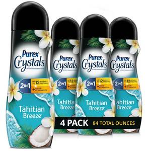 lot 11985 image: Purex Crystals in-wash Fragrance and Scent Booster, Tahitian Breeze, 21 Ounce (Pack of 4) (One Is Half Used)