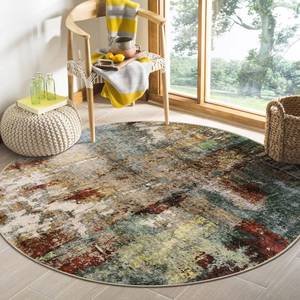 lot 11987 image: Lahome Modern Abstract Round Rug 4Ft - Washable 4x4 Circle Rugs for Living Room Bedroom Bathroom Non Slip, Soft Indoor Floor Carpet for Kitchen Entryway Family Room, RedMulti