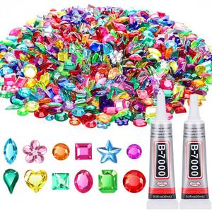 lot 12308 image: anezus Anezus1200Pcs Craft Gems with 2Pcs B7000 Jewelry Glue, Flat Back Sequins Jewels Embellishments Rhinestones Gemstones for Bedazzling, Decor, Clothing