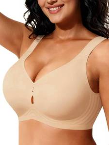 lot 12318 image: Yisfo Womens Wireless Jelly Bras No Underwire Seamless Push Up Supportive Full Coverage Comfortable Everyday Tshirt Bralettes (Beige,XXL)