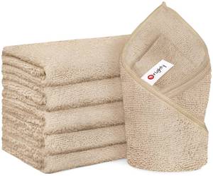lot 12323 image: Orighty 6 Pack Brown Hand Towels - Quick Drying & Absorbent Microfiber Gym Towels 16x28 inches - Lightweight & Thin White Yoga Towel - Multi-Purpose Camping Towel for SPA, Hotel & Bathroom