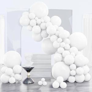 lot 12343 image: PartyWoo White Balloons 130pcs Different Sizes Pack of 18 12 10 5 Inch Matte White Latex Balloon Arch Kit Garland for Wedding Bridal Graduation Baby Shower Birthday Party Decorations White-Y13