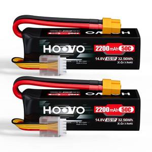 lot 12367 image: HOOVO 4S 14.8V 2200mAh 50C Lipo Battery Hard Case Pack with XT60 Connector for Popular RC Car RC Helicopter Airplane Quadcopter UAV Drone FPV (2 Packs)