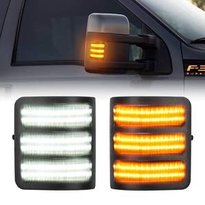 lot 12380 image: SUPAREE LED Switchback Side Mirror Marker Running & Turn Signal Light fits For 2008-2016 F250 F350 F450 F550 Super Duty Running light and Turn signal Aftermarket Replacement-Smoked Lens