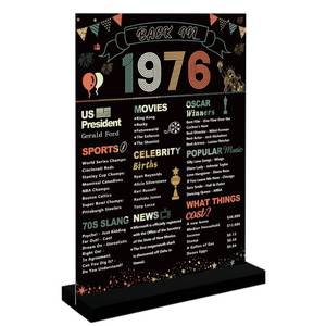 lot 12381 image: DARUNAXY 50th Birthday Party Decorations, Colorful Vintage 1976 Poster Acrylic Sign with Stand 50 Years Old Party Supplies for Men & Women Back in 1976 Table Decor 50th Anniversary Class Reunion Gifts