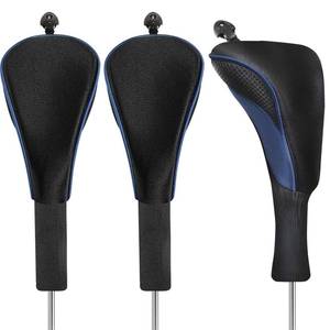 lot 12385 image: Premium Protection Golf Club Head Covers for Hybrids 1 or 3 Pack, Long Neck with Interchangeable Number Tag Style Accessories, Easy to Use Covers Gift Fit All Wood Hybrid Clubs (Blue-3 Pack)