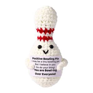 lot 12387 image: TOYMIS Bowling Ball, Cute Emotional Knitted Plush Doll Toy Creative Stuffed Bowling Ball with Encouraging Card Funny Positive Gifts for Family Friends