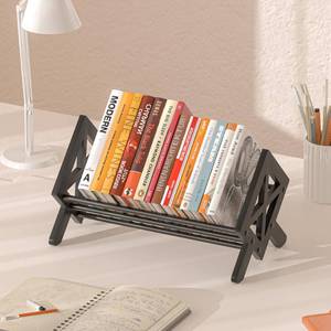 lot 15961 image: ART-GIFTREE Desktop Bookshelf Organizer, Wood Office Tabletop Book Storage Rack, Tilting Bookcase for BooksCDsMagazine Display (Pure Black)