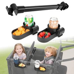 lot 15984 image: Forward-Facing Support Bar  2-Pack Stroller Wagon Snack Tray with Spill-Proof Cup Holders - Wonderfold Accessories Compatible with WONDERFOLD W2 EliteLuxe 2-Seater Wagons, Detachable & Easy Install