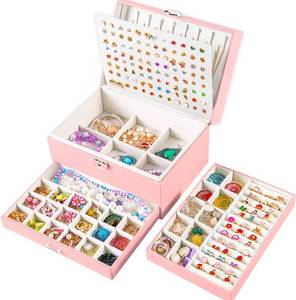lot 15997 image: QBestry Earring Jewelry Box for Girls Pink, 5 Layers Jewelry Organizer with Lock Key Jewelry Boxes for Women Necklace and Earring Holder Organizer for Girls Teen Jewelry Box Earrings Case Xmas Gifts