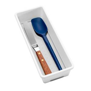 lot 16282 image: madesmart Premium Small Storage Bin, Multipurpose Organizer for Kitchen, Bathroom & Office, Organizer for Cutlery, Peeling Tools, Spatulas, Non Slip, Soft Grip Lining, Durable, White