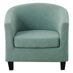 lot 16289 image: Lussenwert Club Chair Slipcover 2 Piece Jacquard Tub Chair Slipcover Round Barrel Chair Covers Removable Armchair Covers Sofa Cover Furniture Protector for Living Room, Light Green
