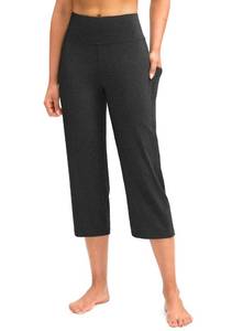 lot 16297 image: G Gradual Capri Pants for Women High Waist Workout Yoga Pants with Pockets Tummy Control Leggings Crop Straight(Charcoal,XL)