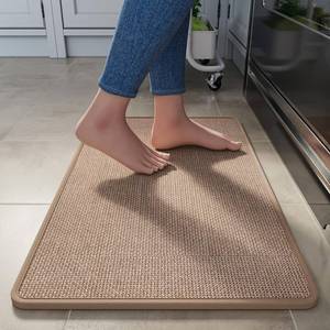 lot 16307 image: YDKGL Kitchen Rugs Mat Non Slip Washable, Linen-Look 0.3 Thick Soft Cushioned Absorbent Kitchen Mats for Floor, Mild Anti-Fatigue Runner Rug Sink Mat Laundry Standing Mats, Easy Clean, Brown 17x30
