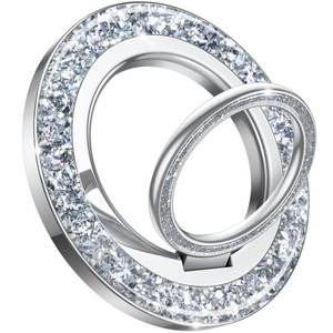 lot 16309 image: Lamicall Magnetic Phone Ring for MagSafe Grip - Super Magnet Stylish Ring Holder Stand with Upgrade Gear Hinge, for iPhone 17 16 15 14 Pro Max Air, Mag Safe Women Decor Accessories, Glitter Silver