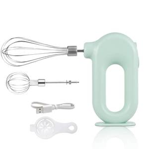 lot 16326 image: 4 Speed Electric Hand Mixer, Mini 4 Speed Adjustable Cordless USB Rechargeable Electric Whisk Hand Mixer Portable Handheld Mixer 1500mAh Egg Beater (Green)