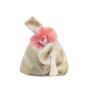 lot 16334 image: zaoalife Wrist Bag Small Sleeve Knot Pouch Tote Knot Bag, Japanese Pattern Wrist Bag,Flower Pendant Lunch Bag Storage Bags, Small Item Pouch
