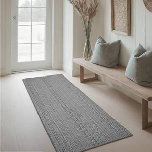 lot 16336 image: MatEssenz Runner Rug �� Boho 2x6 ft Hallway Runner Rug Washable Non-Slip Entryway Rug with Rubber Backing, Grey, Machine Washable, Durable Hand-Woven Design for Home & Kitchen