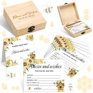 lot 16337 image: Anglechic 51 Pcs She Found Her Honey Wedding Advice and Wishes Cards with Wooden Box for The Mr and Mrs Bridal Shower Decorations Games for Bride Groom Reception