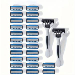 lot 16339 image: YunChun-Stationary- Six Blade Razor System with Trimmer - 24 Pack (2 Handle  24 Cartridges)