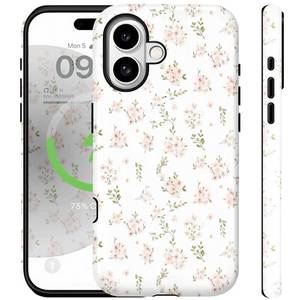 lot 16342 image: Ceckooty for iPhone 17 Case for Women Cute Aethetic Flowers Design Compatible with Magsafe White Pink Florals Girly Pretty Rugge Shockproof Anti-Scratch Phone Case for iPhone 17 6.3inch