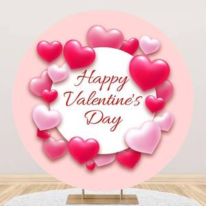 lot 16355 image: Renaiss 6.5x6.5ft Happy Valentines Day Round Backdrop Cover Love Hearts Valentine Circle Photography Background Valentines Day Bridal Shower Anniversary Party Decor Valentine Arch Photo Booth Props