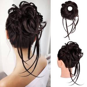 lot 16357 image: HOOJIH Messy Bun Hair Piece, Super Long Tousled Updo Hair Bun Extensions Wavy Hair Wrap Ponytail Hairpieces Scrunchies with Elastic Hair Band for Women HB007 Grace - Dark Brown