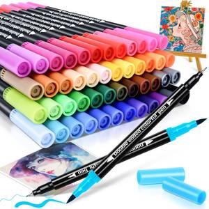 lot 16359 image: FPMYB 48 Colors Dual Markers Brush Pens, Art Markers Colored Pens for Adult Coloring Books, Brush and Fine Point Dual Tip Artist Colored Marker Set for Drawing Adult Coloring Hand Lettering