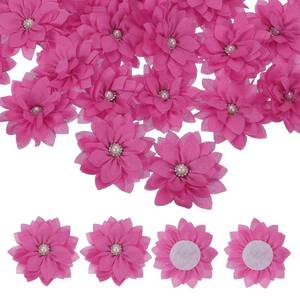 lot 16376 image: PATIKIL Fabric Flowers, 15 Pcs 2 Rhinestone Pearls Sewing Fabric Flowers for DIY Crafts Appliques Wedding Birthday Party Decoration, Rose Red