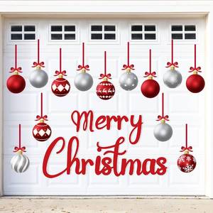 lot 16389 image: 32PCS Christmas Garage Door Decorations Magnets - Merry Xmas Ball Holiday Refrigerator Fridge Kitchen Decor(Red, Silver)