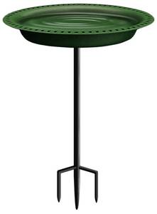 lot 17065 image: Garbuildman Extra-Large Freestanding Birdbath Bowl, Detachable Decoration Spa with Metal Stake Stand & Birdfeeder for Outdoor Garden, Oval Style, Green